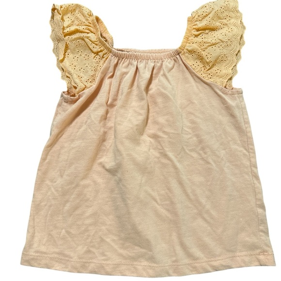 Cat & Jack 2 Pcs Size 4 Summer Butterfly Tee and Yellow Ruffle Top BNWT - Picture 3 of 5